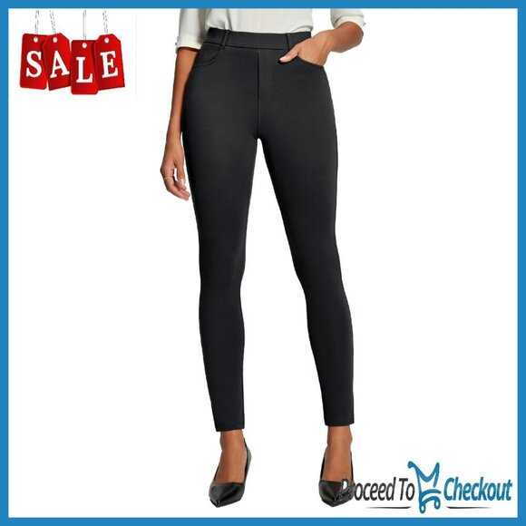 Pants - Stretchy Pull-On Work Pants with 4-Way Stretch & Tummy Control
